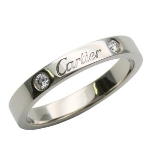 Cartier Engraved 53 Ring, Pt950 Diamond Platinum 2PD Women's